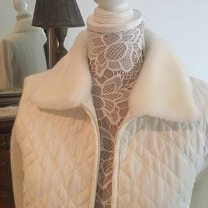 Effeci sweater jacket cream polyester L quilted